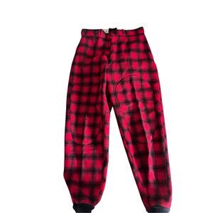 Woolrich M Red & Black Buffalo Plaid Wool Hunting Pants Vintage USA knee patch